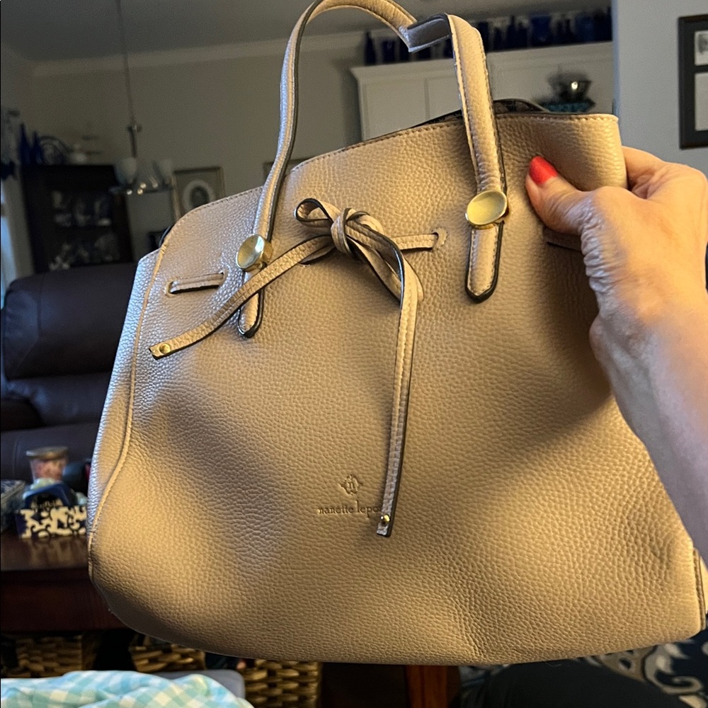 Nanette Lepore Leather Tote Bag with Bow Accent